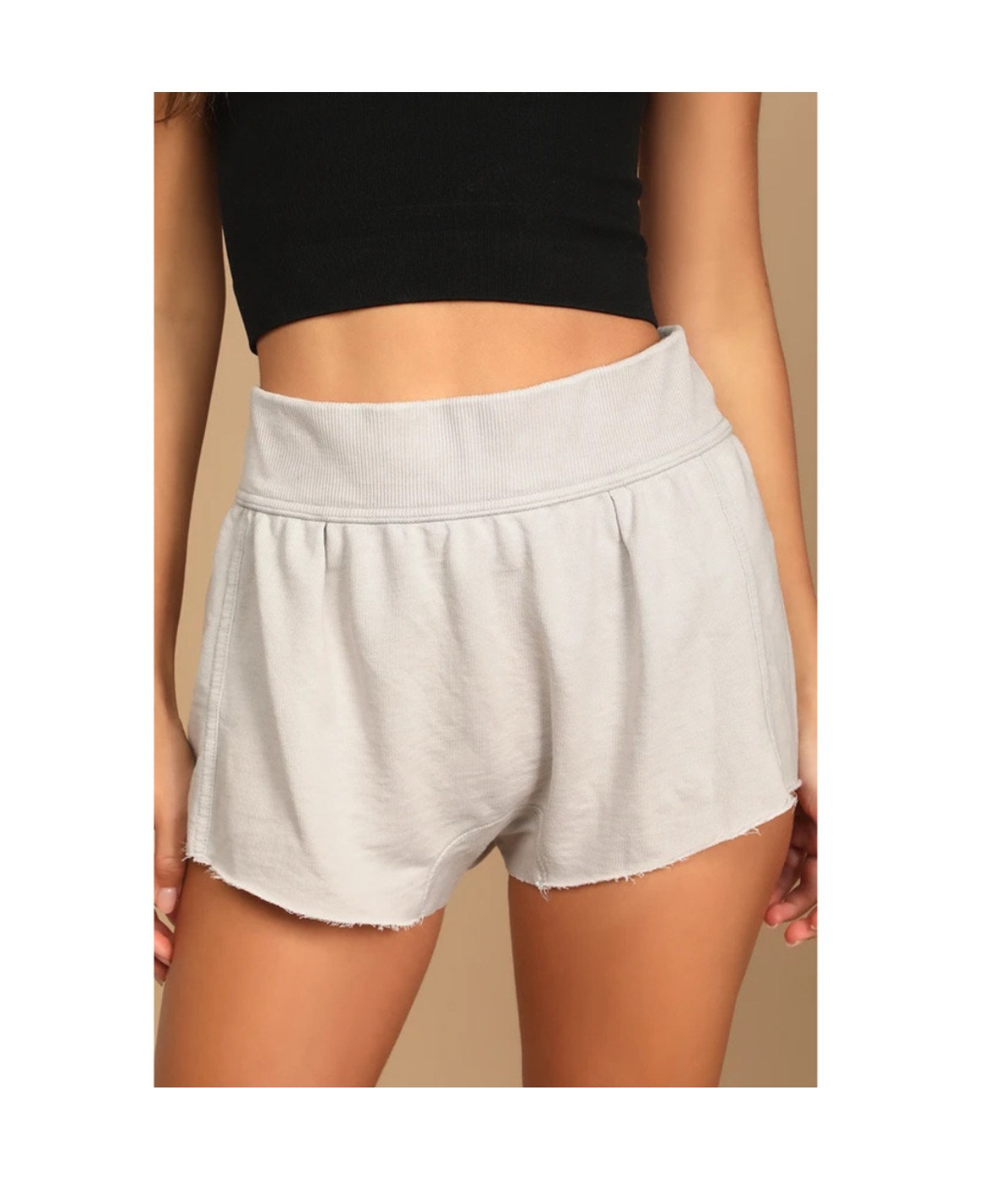 Free People Cozy Soft Comfy Casual Harem Lounge Sweat Shorts In Light Grey Xs